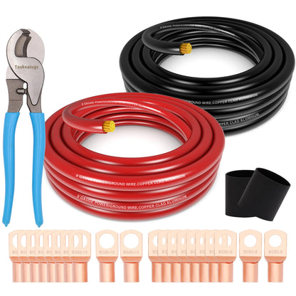 1/0 Gauge Battery Cable Wire Copper Clad Aluminum CCA Amp Wiring Kit 40FT Black/Red for Automotive Power Ground,Car Audio Speaker,Truck with 250A ANL Fuse Holder Lug Terminal Heat Shrink Tube