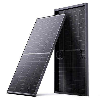 N-Type 16BB 400W Bifacial Solar Panel, 2Pcs 200 Watt Solar Panel 12V, 25% High Efficiency, Dual-module Parallel Anti-Shade Design, for RV Van Marine Home Rooftop Off-Grid Systems (2 Pack 200W)