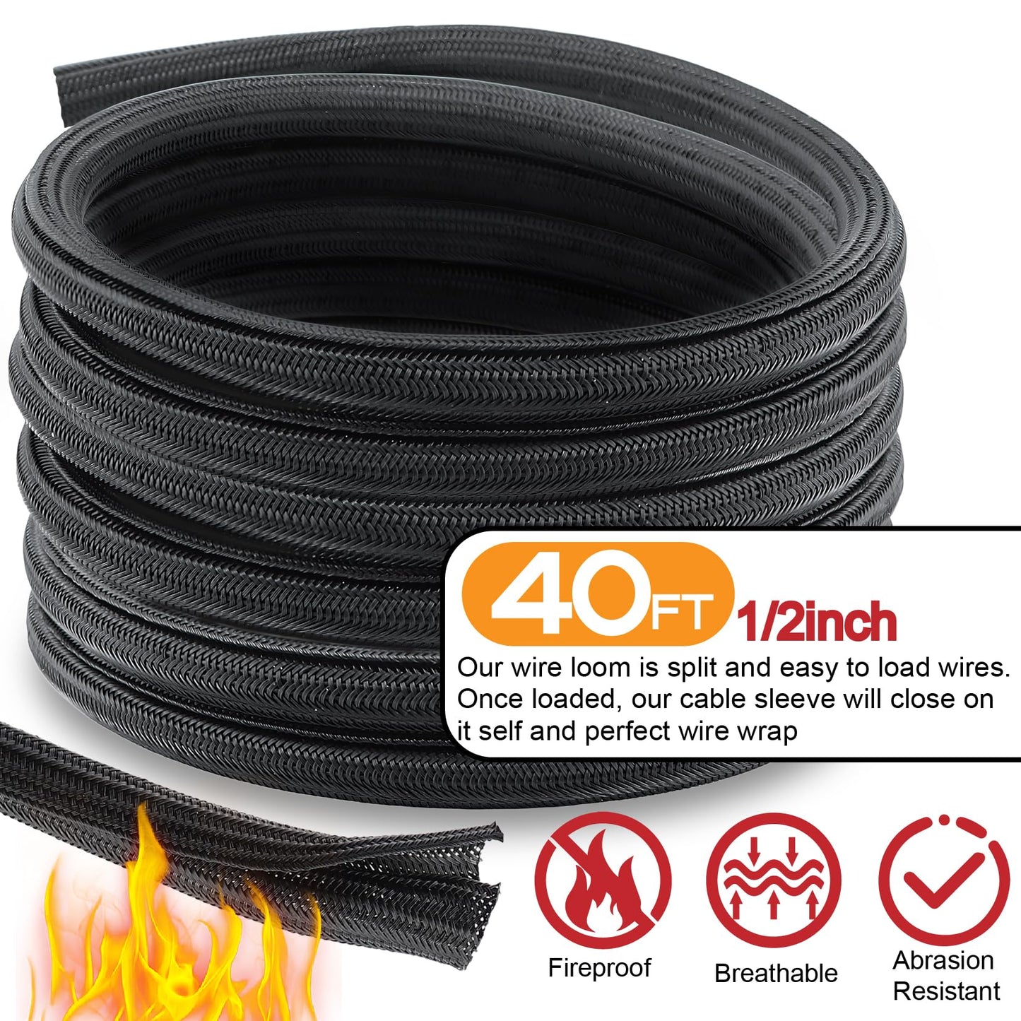 40FT 1/0 Battery Cable CCA,0 Gauge Wire with lugs for Amp,Winch,Automotive