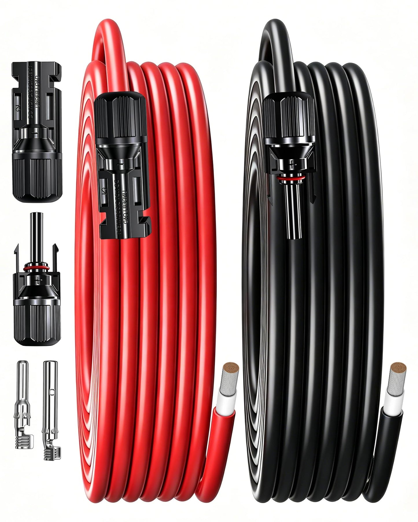 IZTOSS 10 Feet 10AWG Solar Extension Cable with Female and Male Connector with Extra Free Pair of Connectors Solar Panel Adaptor Kit Tool(1 Pair 10 Feet Black + 10 Feet Red)