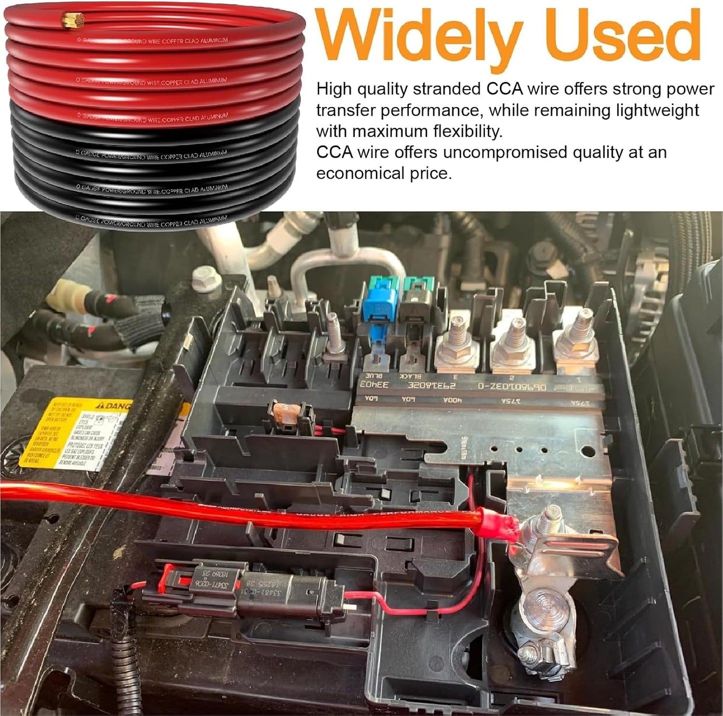 40FT 1/0 Battery Cable CCA,0 Gauge Wire with lugs for Amp,Winch,Automotive
