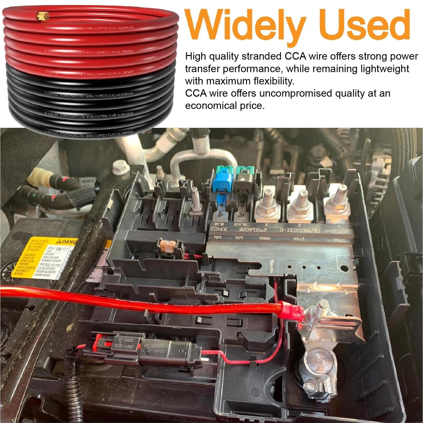 40FT 1/0 Battery Cable CCA,0 Gauge Wire with lugs for Amp,Winch,Automotive