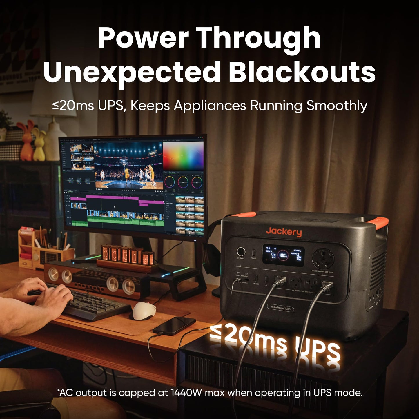 Jackery HomePower 3000 Portable Battery Backup with AC Cable, 3072Wh