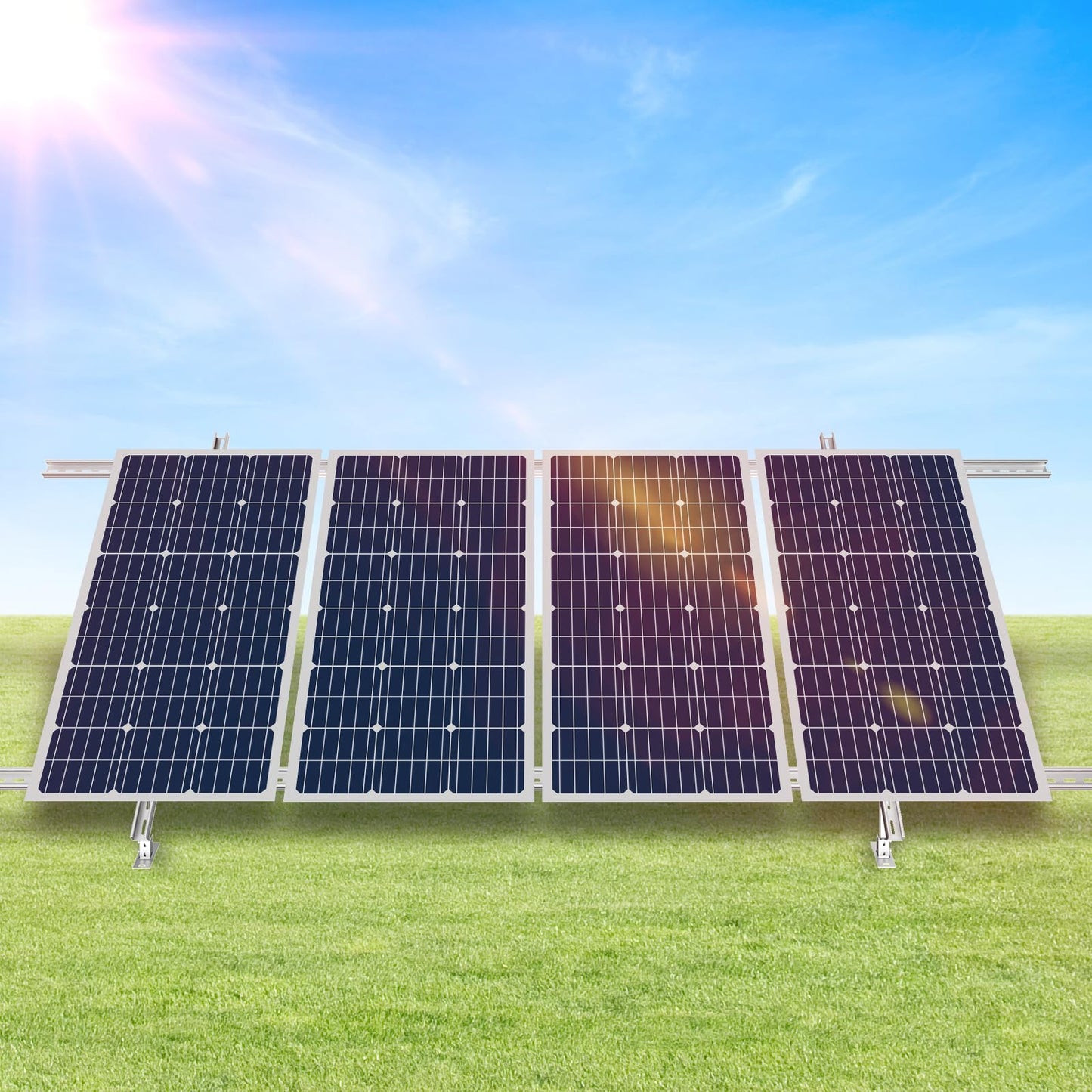 VEVOR Solar Panel Mounting Brackets, 30°-60° Adjustable Multi-Pieces Solar Panel Brackets for 1-4PCS, Carbon Steel Ground Mount Stand for Farms, RVs, Boats, Off-Grid System