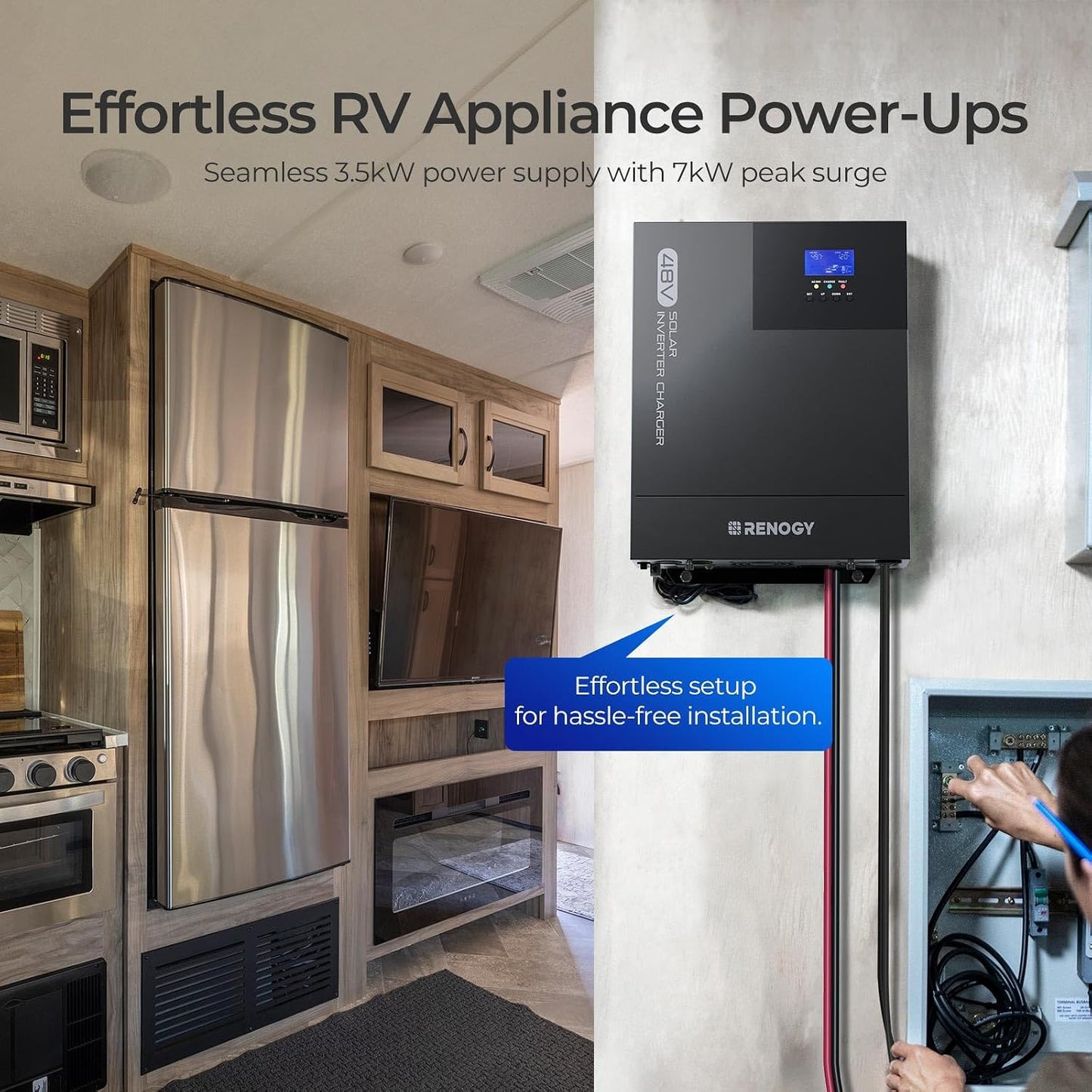 Renogy 48V 3500W Hybrid Inverter with 150V 80A MPPT Charge Controller