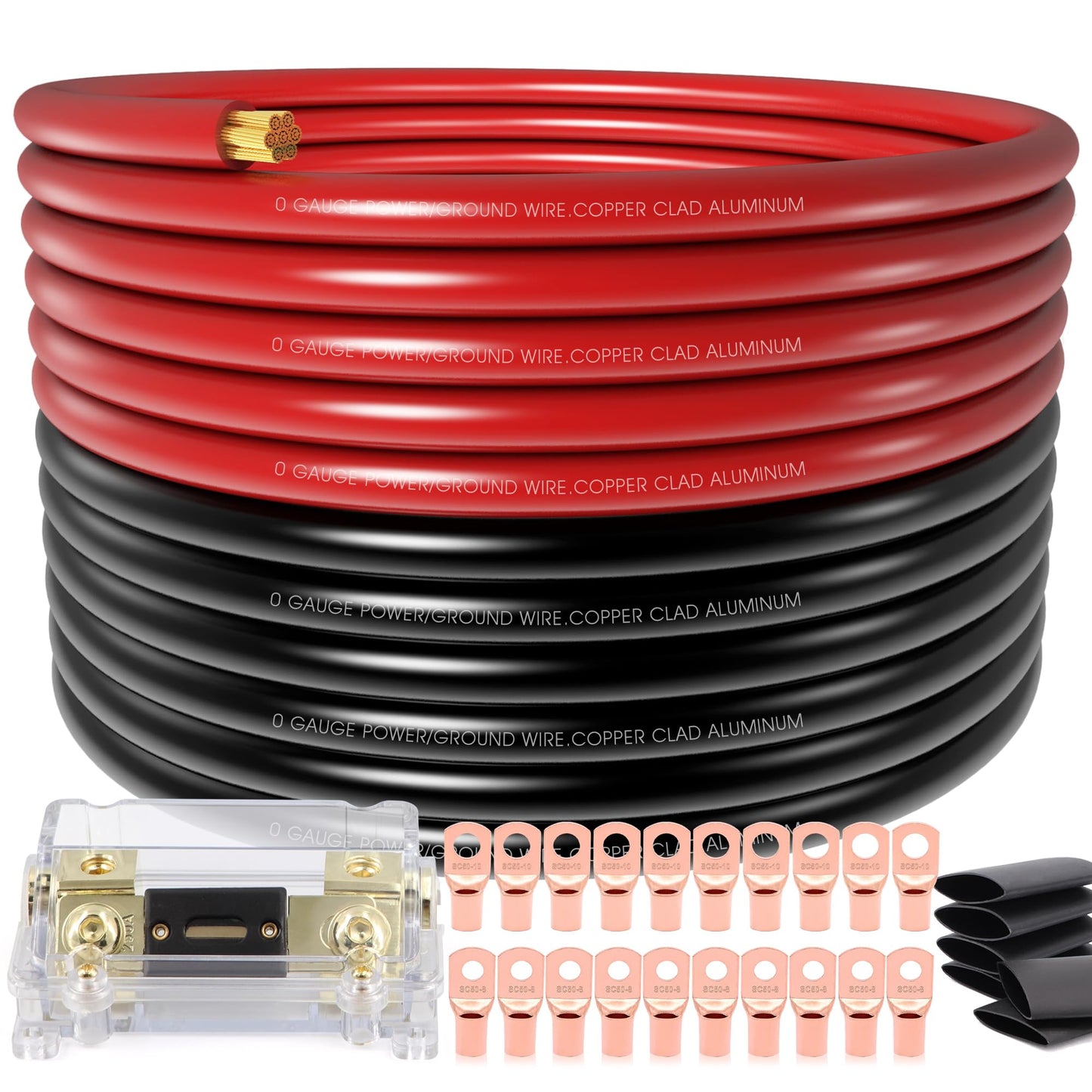 40FT 1/0 Battery Cable CCA,0 Gauge Wire with lugs for Amp,Winch,Automotive