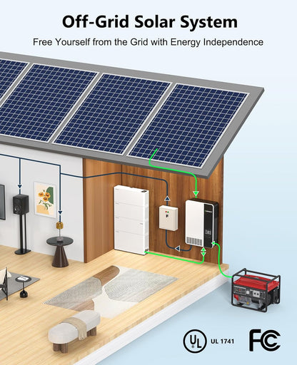 GROWATT - 3500W DC 40-60V solar inverter, parallel support, 2 built-in MPPT solar controllers, max. 80A battery charging, AC 120V input/output (configurable) inverter charger