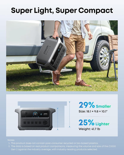 Anker SOLIX C2000 Gen 2 Portable Power Station and Expansion Battery