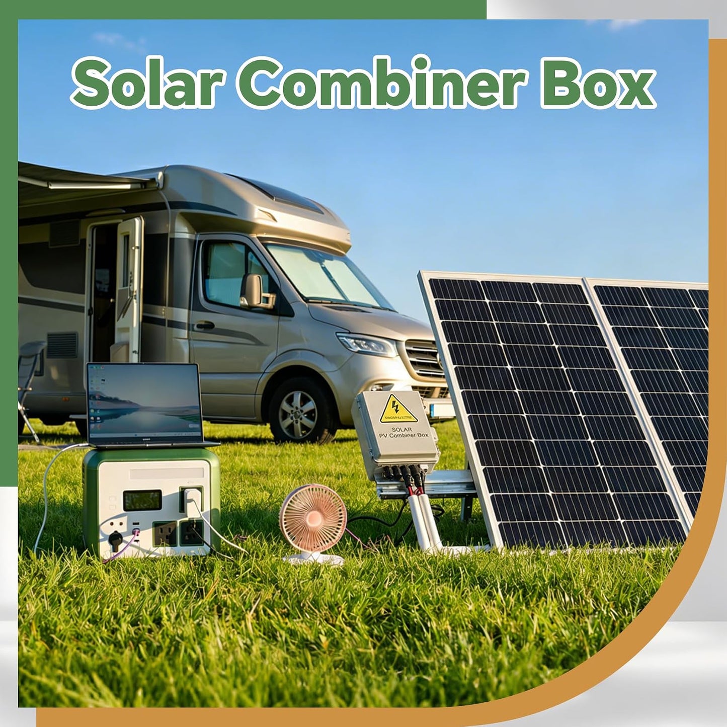 4 String Solar Combiner Box, IP65 Waterproof for On/Off Grid System, With Lightning Arrester, 15A Rated Current Fuse & 63A Circuit Breaker, Plastic Box