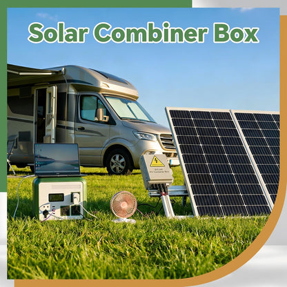 4 String Solar Combiner Box, IP65 Waterproof for On/Off Grid System, With Lightning Arrester, 15A Rated Current Fuse & 63A Circuit Breaker, Plastic Box