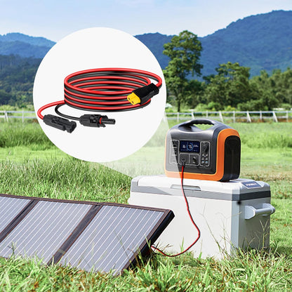 Solar Panel Plug to XT60 Charge Cable,10FT, 12AWG XT60 Plug Female Connector Adapter Battery Charger Cable for for RV Folding Solar Panel, Generators (10 FT)