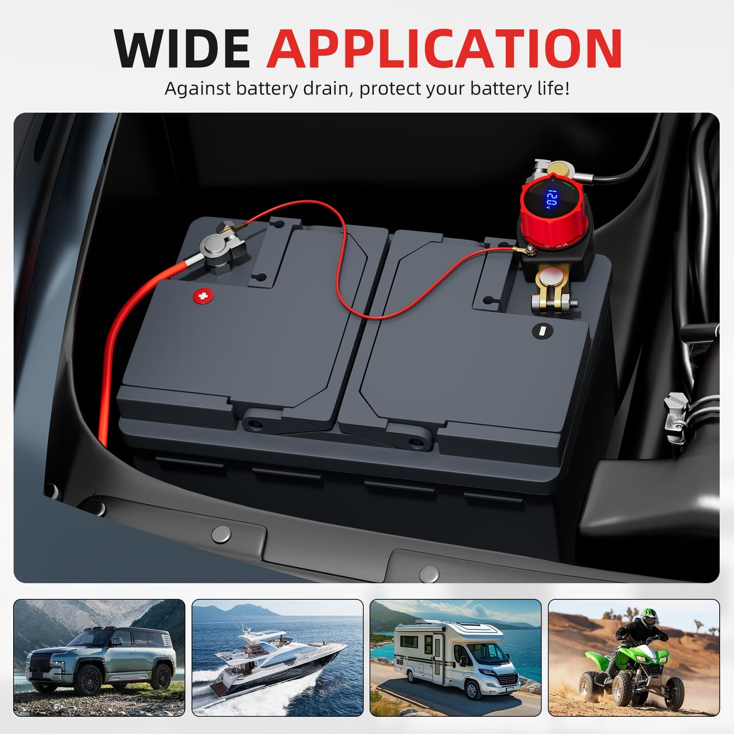 Joinfworld Battery Disconnect Switch 12V-48V Waterproof Marine Battery Cut Off Switch Master for Car Boat RV ATV UTV Vehicles