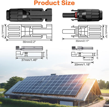 IZTOSS 10 Feet 10AWG Solar Extension Cable with Female and Male Connector with Extra Free Pair of Connectors Solar Panel Adaptor Kit Tool(1 Pair 10 Feet Black + 10 Feet Red)