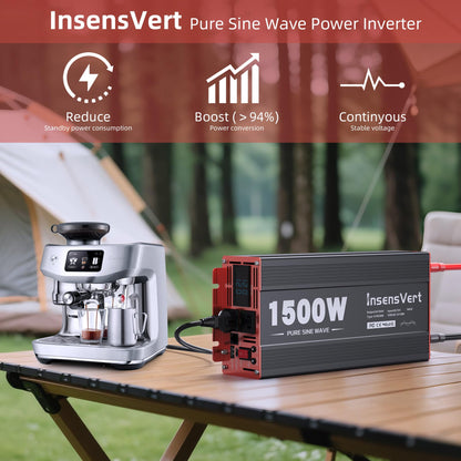 3000W Pure Sine Wave Inverter, Car Power Inverter 24V to 120V AC Converter for RV, Truck, Solar, Outdoor with Dual AC and 20A Socket, 18W+30W USB, PD60W (3000W-24V)
