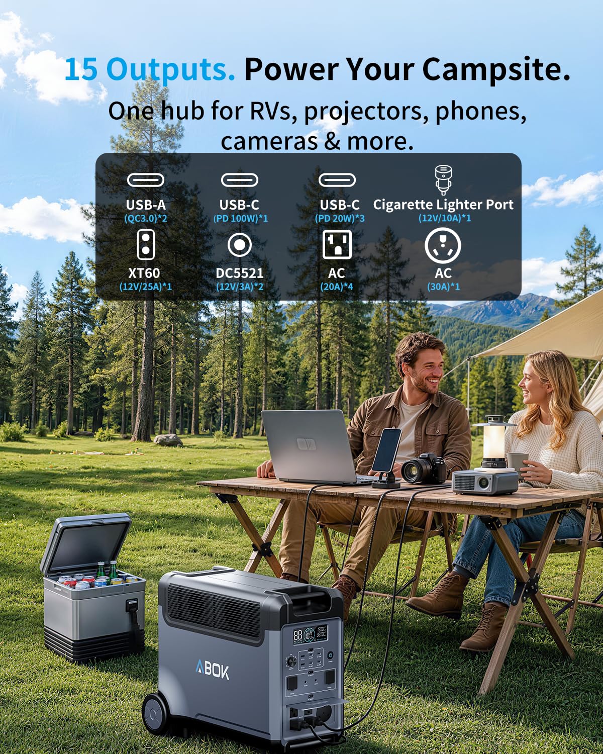 ABOK Ark3600 Portable Power Station 3600W, 3840Wh LiFePO4 Battery