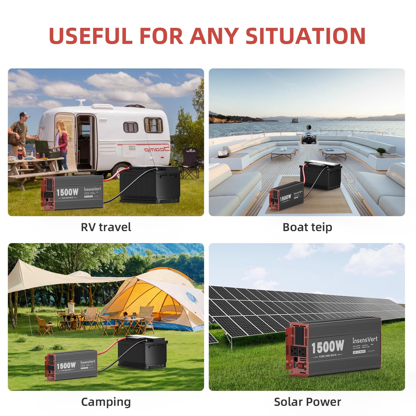 3000W Pure Sine Wave Inverter, Car Power Inverter 24V to 120V AC Converter for RV, Truck, Solar, Outdoor with Dual AC and 20A Socket, 18W+30W USB, PD60W (3000W-24V)