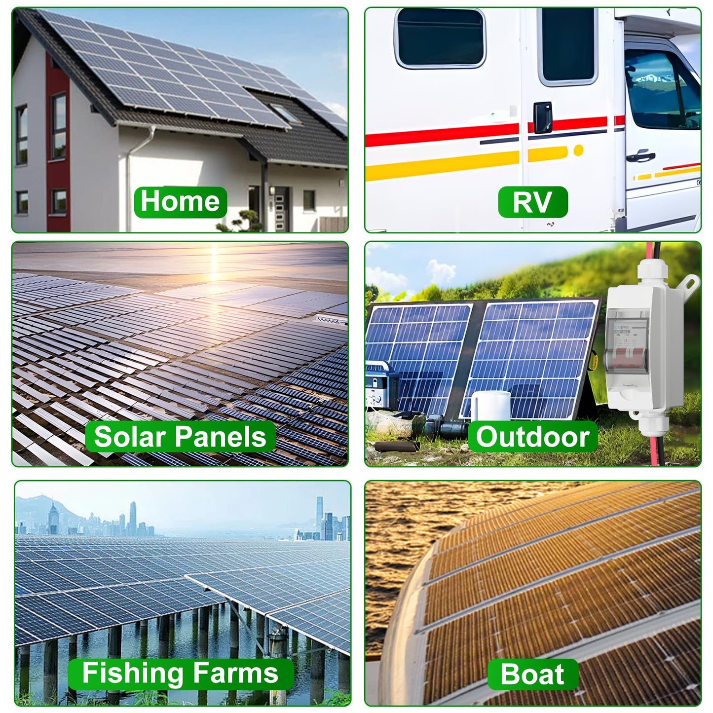 Solar Disconnect Switch 40A DC1000V Circuit Breaker 2P with PV Connector and IP65 Small Breaker Box and Wall Hooks for Outdoor PV Stystem, Battery, PV Array MCB