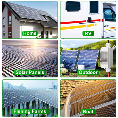 Solar Disconnect Switch 40A DC1000V Circuit Breaker 2P with PV Connector and IP65 Small Breaker Box and Wall Hooks for Outdoor PV Stystem, Battery, PV Array MCB