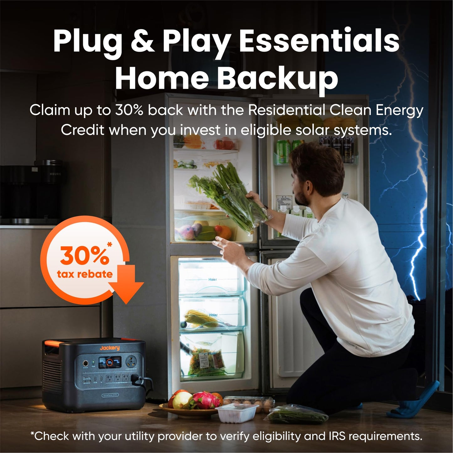 Jackery HomePower 3000 Portable Battery Backup with AC Cable, 3072Wh