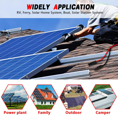 40 Feet 10AWG Solar Extension Cable with Female and Male Connector with Storage Bag Weatherproof Cable Kit for RV Camper Ferry (40FT Red + 40FT Black 10AWG)
