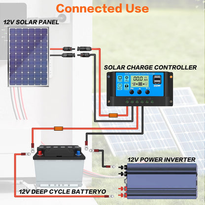 IZTOSS 10 Feet 10AWG Solar Extension Cable with Female and Male Connector with Extra Free Pair of Connectors Solar Panel Adaptor Kit Tool(1 Pair 10 Feet Black + 10 Feet Red)