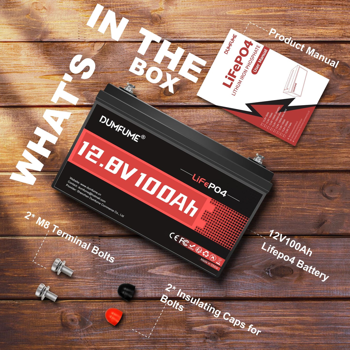 24V 100Ah Lithium LiFePO4 Battery Built-in 100A BMS Up to 15000 Cycles